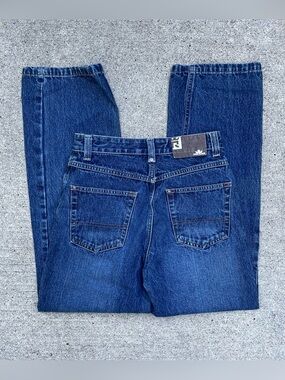 Y2k darkwash Raw Edge baggy skater jeans 26x27.5